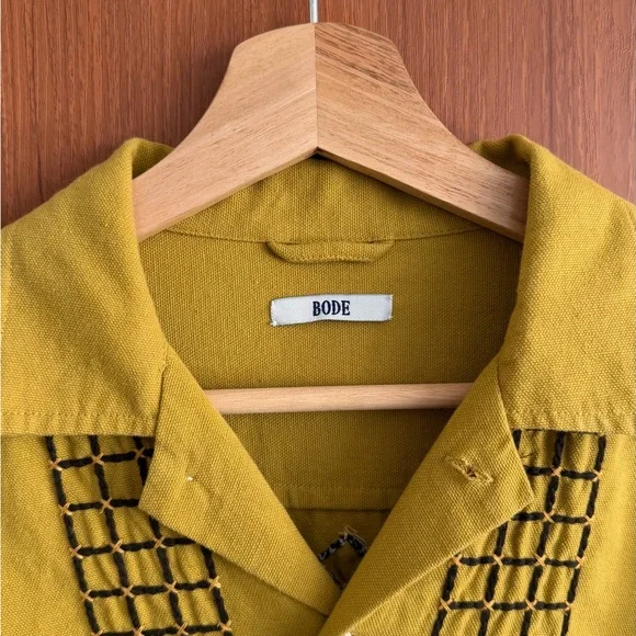 BODE - Garden Bed Embroidered Cotton Shirt - Yellow - Picture 3 of 5